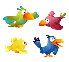 Stickers quatre perroquets