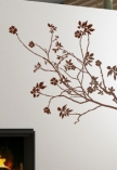 Stickers muraux Branche fleurie d�coup�e � la forme dans vinyle de couleur unie.