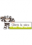 Sticker cadre pr�nom Z�bre. Le sticker en plaque de porte ou en d�coration murale pour personnaliser la chambre de votre enfant.Visuel imprim� sur vinyle adh�sif d�coup� � la forme. Cr�ation Adna Morat.