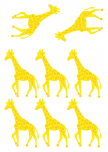 Stickers muraux enfants : Planche de 8 stickers girafe imprim�s sur vinyle et d�coup�s � la forme.