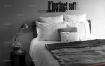 Sticker citation "en art comme en amour l'instinct suffit" d'Anatole France, sticker adh�sif d�coup�s � la forme dans vinyle de couleur unie, ce texte contemporain et d'actualit� trouvera une place unique dans votre int�rieur, un futur grand classique.