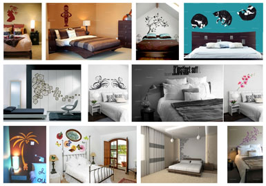 stickers muraux t�te de lit pour d�coration chambre. id�e d�co pour mur de chambre. adh�sif murale pour d�co int�rieure.