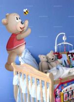 adh�sif ourson. Todd l'ourson, un adh�sif d�coratif pour d�corer le mur de la chambre de vos enfants. Visuel imprim� sur adh�sif et d�coup� � la forme.