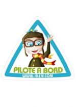 autocollant b�b� � bord. Sticker � placer sur un v�hicule ou en d�coration murale. Autocollant � personnaliser avec le pr�nom de votre enfant ou � acheter avec le texte \"Pilote � bord \". Autocollant imprim� sur adh�sif d�coup� � la forme.
