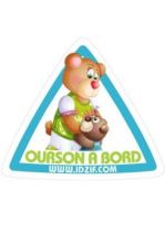 autocollant b�b� � bord � placer sur un v�hicule. Sticker automobile d�coratif enfant \"Ourson � bord\" imprim� sur adh�sif d�coup� � la forme.