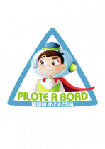 Sticker Automobile � placer sur un v�hicule ou en d�coration murale. Sticker automobile d�coratif enfant \"pilote � bord\" imprim� sur adh�sif d�coup� � la forme.
