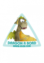 Sticker Automobile � placer sur un v�hicule ou en d�coration murale. Sticker automobile d�coratif enfant \"Dragon � bord \" imprim� sur adh�sif d�coup� � la forme.