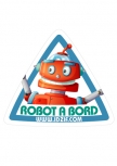 autocollant b�b� � bord. "Robot � bord" imprim� sur adh�sif d�coup� � la forme. autocollant personnalisable.