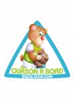 autocollant b�b� � bord � placer sur un v�hicule. Sticker automobile d�coratif enfant "Ourson � bord" imprim� sur adh�sif d�coup� � la forme.