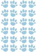 autocollants empreintes. Planche de 24 empreintes d�coup�es � la forme dans vinyle adh�sif autocollant de couleur unie