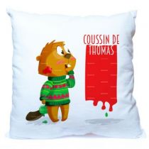 Le coussin castor plaira aux enfants car il est personnalisable avec leur pr�nom ou le texte de votre choix