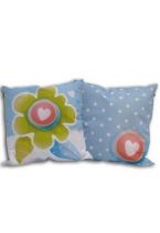 Coussin fleur, coeur et petits pois