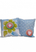 Coussin fleur, coeur et petits pois
