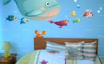 Coussin marin avec baleine et poisson personnalisable