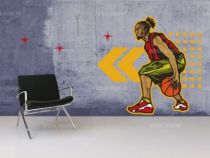 Sticker basketteur imprim� sur vinyle adh�sif avec d�coupe � la forme.