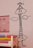 Sticker la t�te dans les nuages d�coup� � la forme dans vinyle de couleur unie. Ce visuel trouvera sa place dans la chambre de votre fille qui enfin pourra faire de beaux r�ves. Cr�ation Cat Caroff