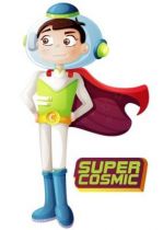 Sticker Espace : Super Cosmic l\'astronaute. Sticker d�coratif enfant imprim� sur adh�sif d�coup� � la forme.