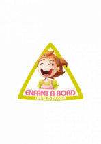 Sticker Automobile \"enfant � bord\" � placer sur un v�hicule ou en d�coration murale. Sticker automobile d�coratif imprim� sur adh�sif d�coup� � la forme.