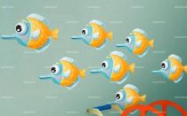 Sticker ban de poissons globuleux