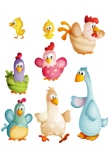 Stickers Basse-cour. Stickers imprim�s sur adh�sifs d�coup�s � la forme. Les animaux de la ferme, des stickers pour d�corer la chambre de vos enfants d'une mani�re diff�rente.