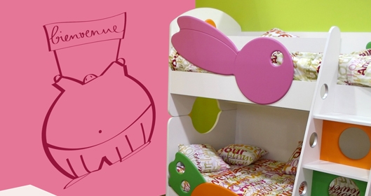 Sticker "Igor vous salue" d�coup� � la forme dans vinyle de couleur unie. Ce visuel sur le th�me "Igor, le g�ant" trouvera sa place dans la chambre de vos petits et petites, Igor accueillera vos bambins et leurs amis de mani�re originale et amusante. Cr�ation Studio Tomso.