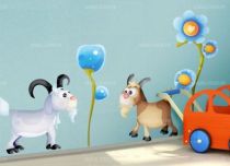 Sticker Animaux de la ferme : Blanche la ch�vre. Sticker imprim� sur adh�sif d�coup� � la forme.