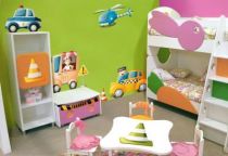 Sticker Camion avec son marchand de glace imprim� sur adh�sif blanc avec d�coupe � la forme.