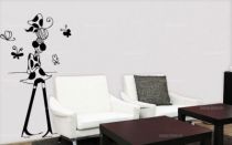 Sticker Carla. La vie, l\'amour, les papillons. Visuel d�coup� � la forme dans vinyle de couleur unie. Ce visuel glamour trouvera sa place dans votre int�rieur.\r\nCr�ation Cat Caroff