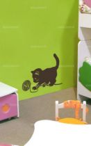 Sticker chaton et pelote de laine