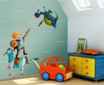 Sticker d�coratif enfant Cheval Blanc imprim� sur adh�sif d�coup� � la forme.