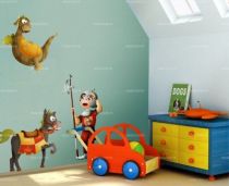 Sticker d�coratif enfant Cheval Gris imprim� sur adh�sif d�coup� � la forme.