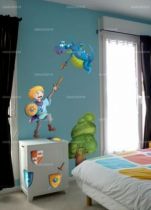 sticker dragon. Dragon bleu imprim� sur adh�sif et d�coup� � la forme. Sticker mural id�al pour d�corer la chambre de vos enfants
