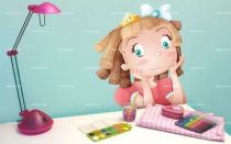 Sticker fillette pensive