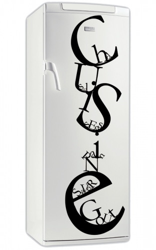 Sticker frigo cuisine. D�coration de frigidaire d�coup� � la forme dans vinyle de couleur unie, � vous de choisir la couleur qui s'accordera le mieux � votre int�rieur de cuisine. Sticker id�al pour rendre son frigo unique et lui donner une touche d'originalit�.
