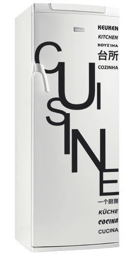 Sticker frigidaire lettrage cuisine. D�coration de frigidaire r�alis�e en vinyle adh�sif sur mesure, � vous de choisir la couleur qui s'accordera le mieux � votre int�rieur de cuisine. Sticker id�al pour rendre son frigo unique mais pourquoi pas poser ce lettrage sur un placard ou une porte de cuisine. A vous de voir.