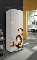 Sticker frigo couverts cuivr�s. D�coration de frigidaire imprim� sur vinyle adh�sif. iDzif.com r�invente la d�co pour le frigo et vous propose une nouvelle mani�re de d�corer votre cuisine. Ce sticker frigo peut se poser sur toutes autres surfaces lisses de votre choix.