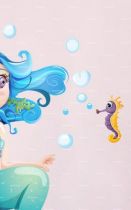 Sticker L\'hippocampe avec bulles.