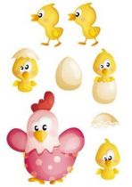 Sticker Maman poule et ses poussins.