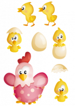 Sticker Maman poule et ses poussins.