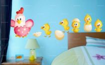 Sticker Maman poule et ses poussins.