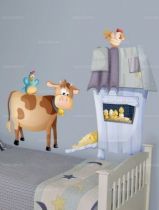 Sticker Animaux de la ferme : Marion la vache. Sticker imprim� sur adh�sif d�coup� � la forme.