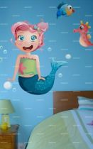 Sticker Moana la sir�ne avec bulles.