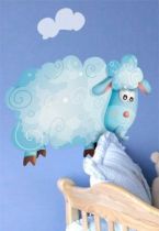 sticker mouton. Bonne nuit le Mouton est un sticker imprim� sur adh�sif d�coup� � la forme.