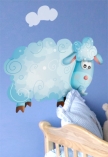 sticker mouton. Bonne nuit le Mouton est un sticker imprim� sur adh�sif d�coup� � la forme.