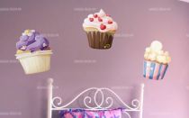 Sticker muffins. Imprim� sur adh�sif avec d�coupe � la forme. Avec ce visuel c\'est � tout moment le go�t�.