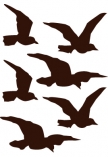 Sticker oiseaux d�coup� � la forme dans vinyle adh�sif uni. Cette planche de stickers vous permettra de r�aliser le d�cor de votre choix avec une envoll�e d'oiseaux.