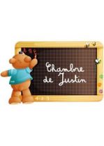 Sticker ourson � personnaliser. Sticker plaque de porte ou d�coration murale pour personnaliser la chambre de votre enfant, � vous de choisir le texte. Visuel imprim� sur vinyle adh�sif d�coup� � la forme.