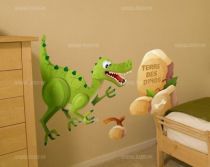 Sticker d�coratif enfant Pierres pr�historiques \"Terre des Dinos\" imprim� sur adh�sif d�coup� � la forme.