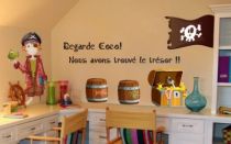 Sticker pirate : Barbe rousse. Stickers muraux enfants  imprim�s sur adh�sif avec d�coupe � la forme.