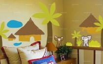 Sticker planche d�co savane imprim� sur adh�sif d�coup� � la forme. Les motifs composants cette planche habilleront de mani�re magique les murs de la chambre de vos bambins. Cr�ation Adna Morat.
